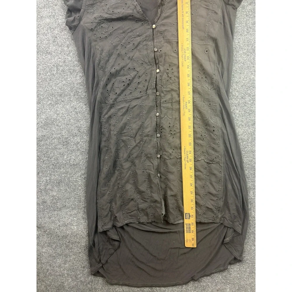TINY Free People Tunic Top Women Small Grey Eyelet Embroidered High Low Dress